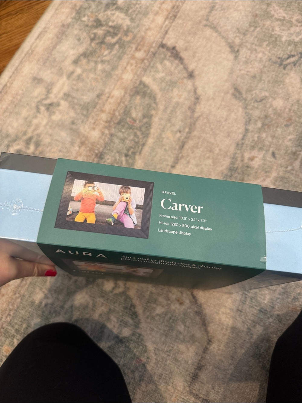 Aura Carver Digital Frame - Gravel (black frame) NIB - Picture 5 of 6